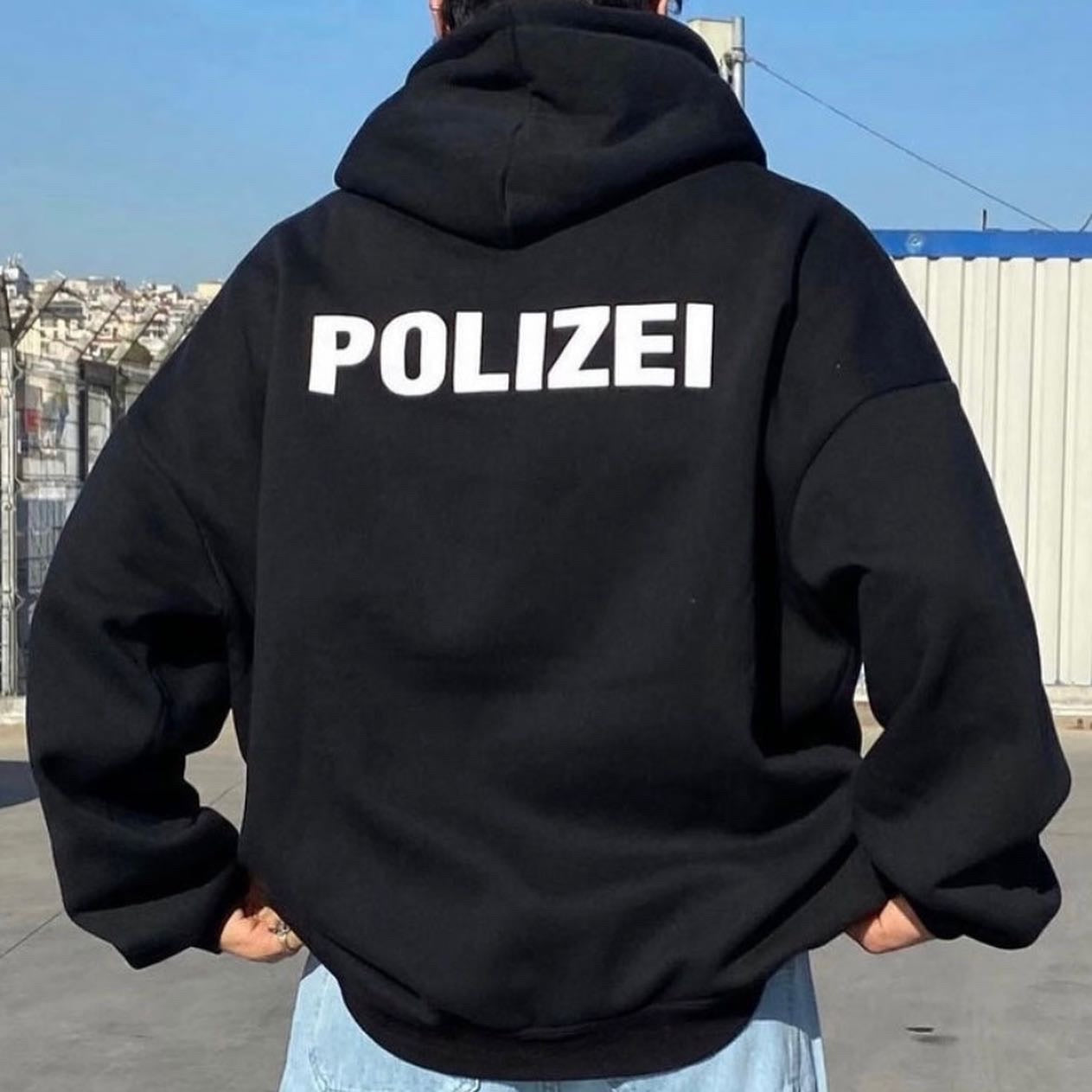 Polizei Black oversized hoodie