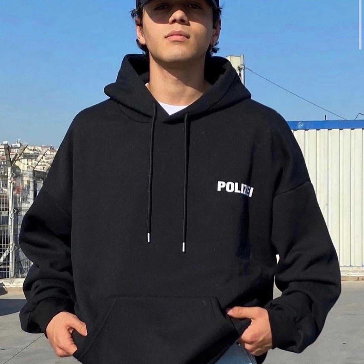 Polizei Black oversized hoodie