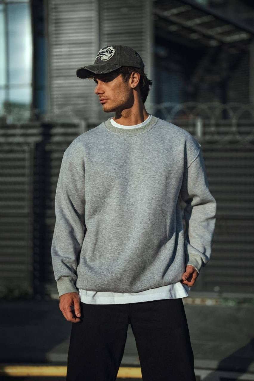 Grey Plain Oversized Hoodie