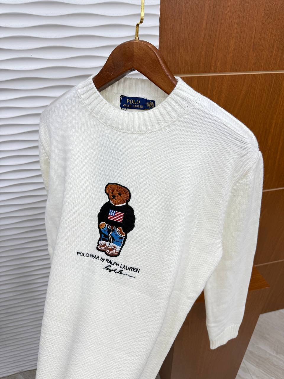 RL teddybear White Sweater