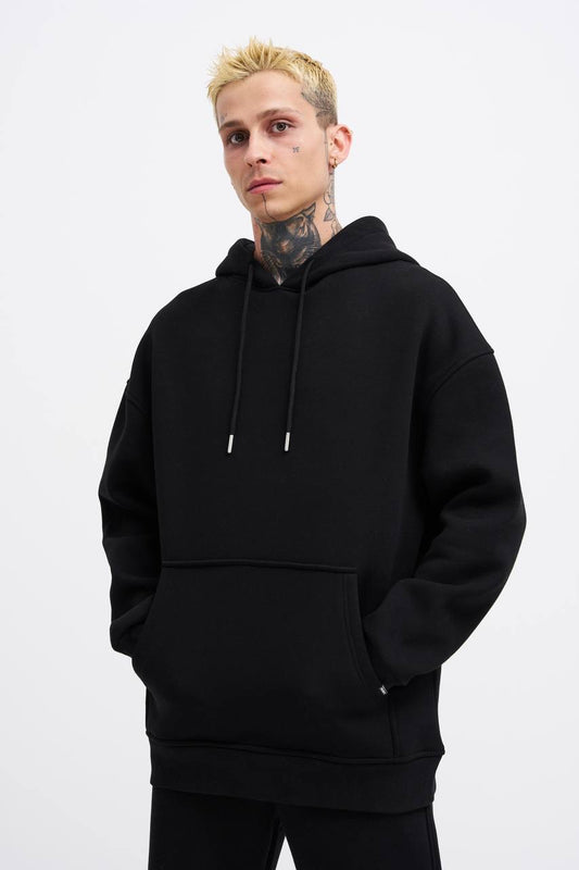 Black plain oversized hoodie