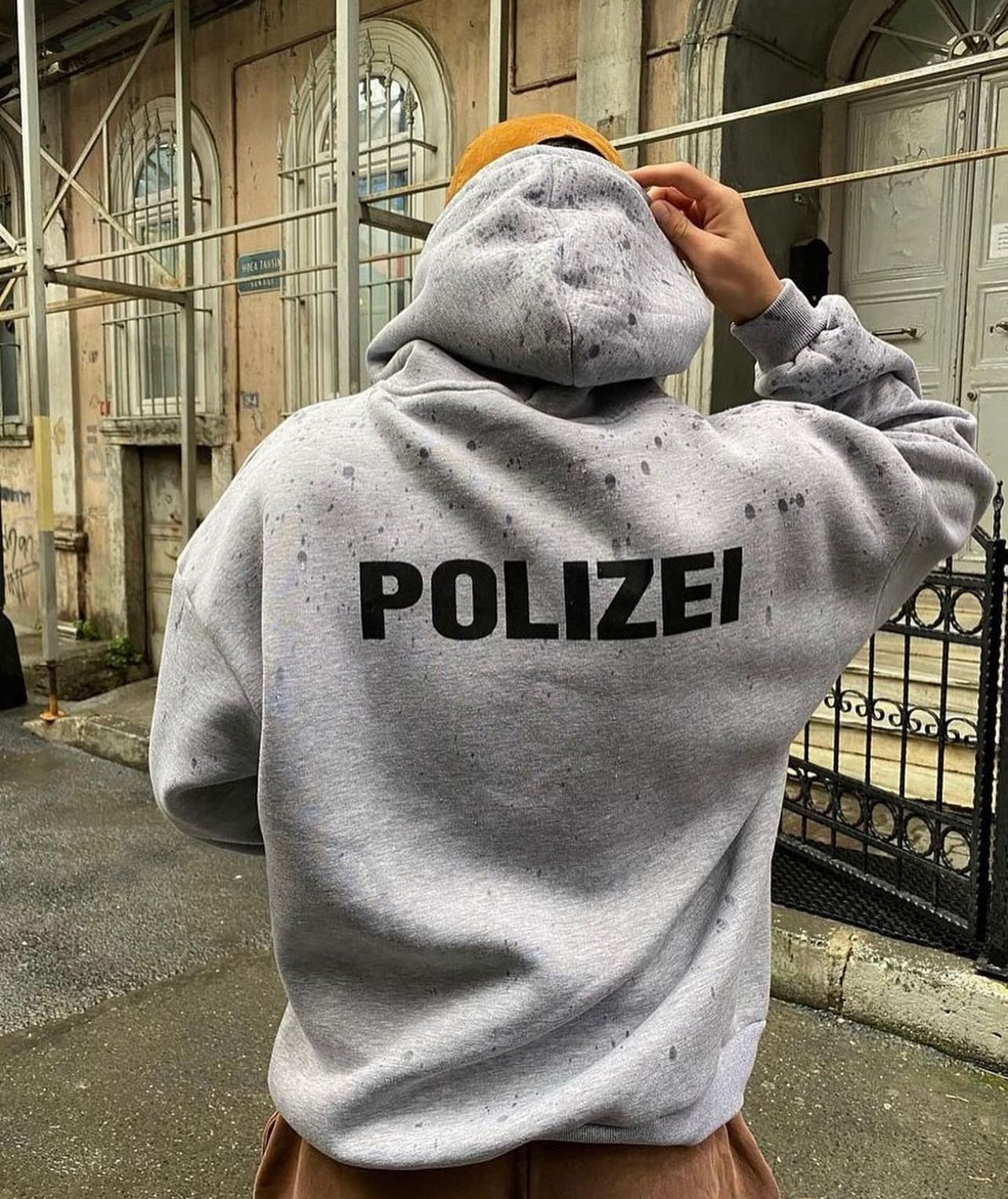 Polizei Grey oversized hoodie