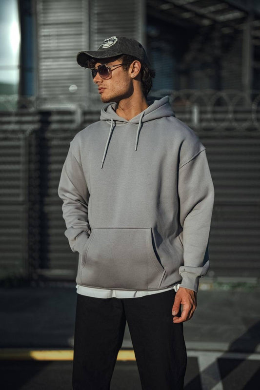 Grey plain oversized hoodie