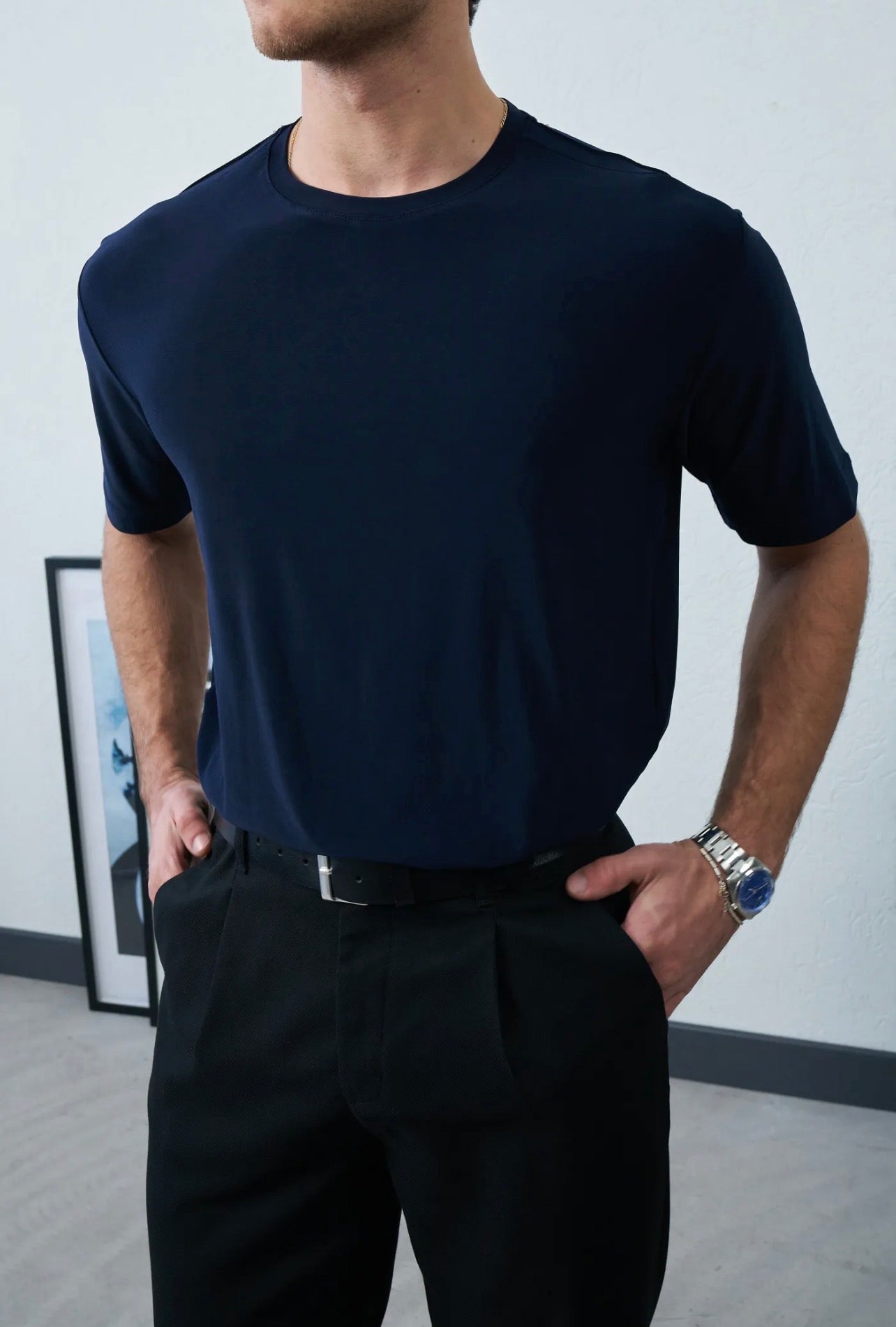 Navy Blue Basic T-shirt