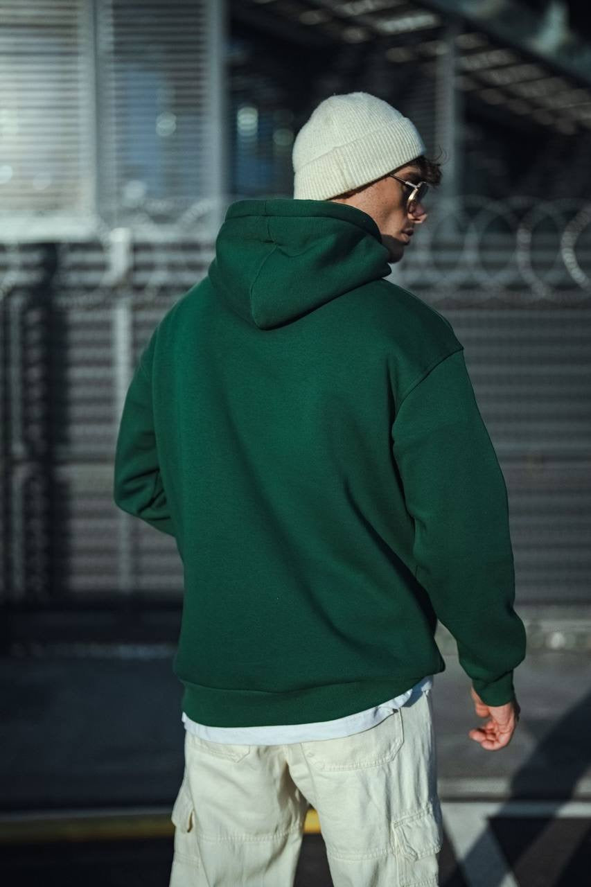 Green plain oversized hoodie