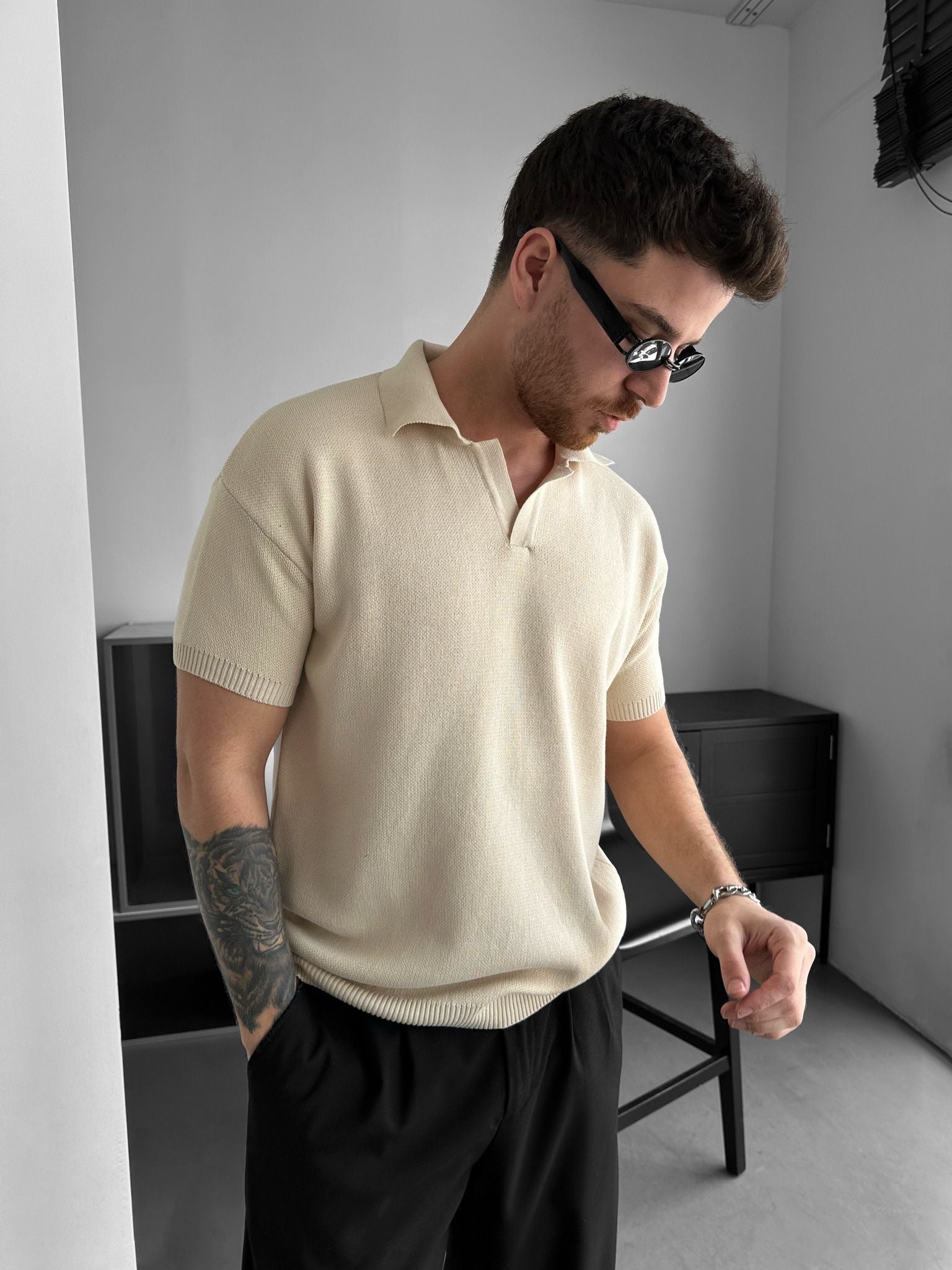 Plain Classic Knit polo T-shirt