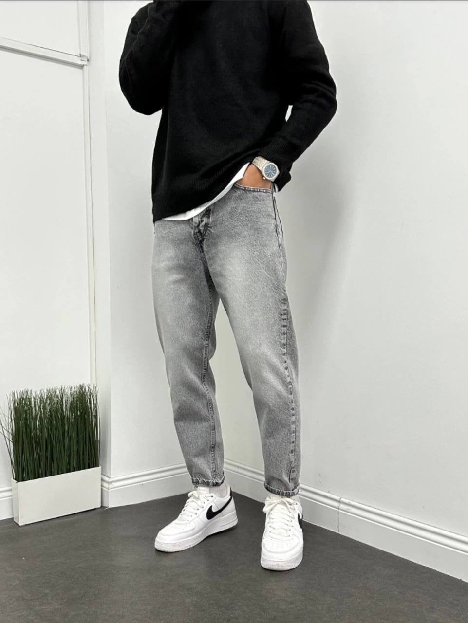 Grey classic jeans pants