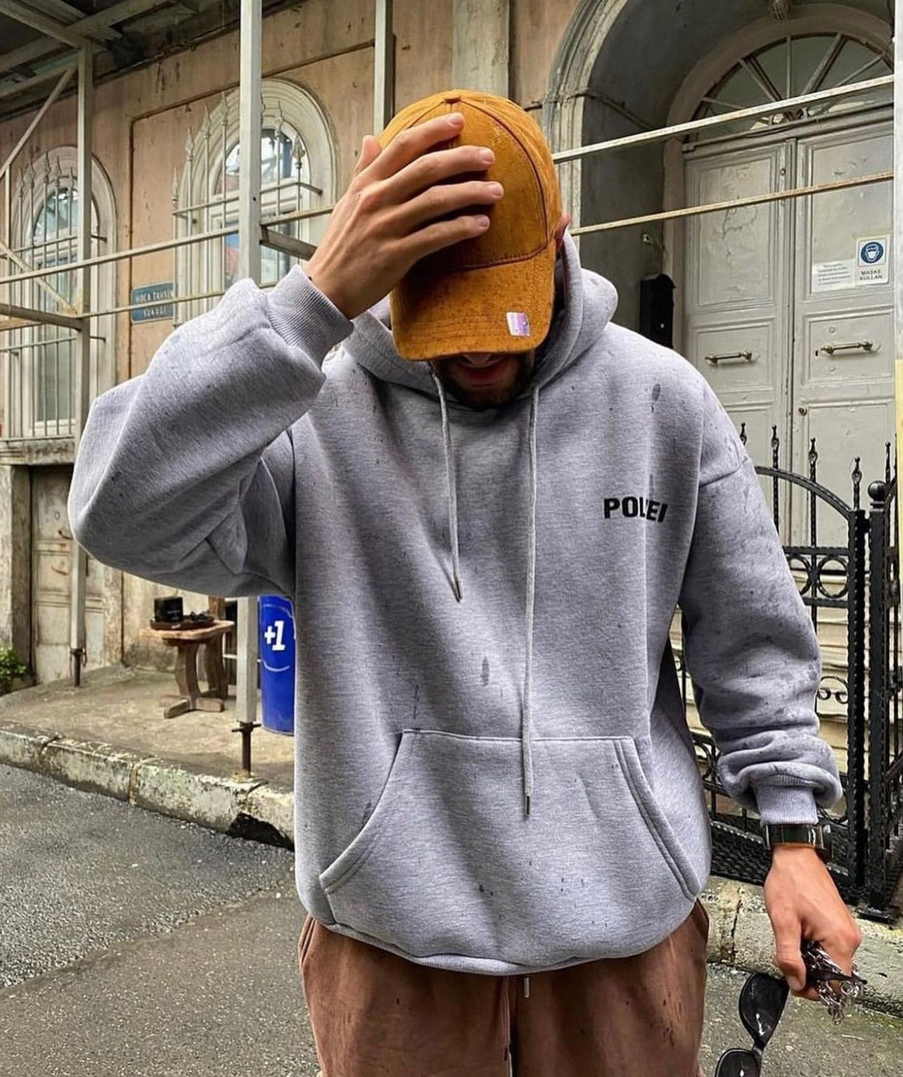 Polizei Grey oversized hoodie