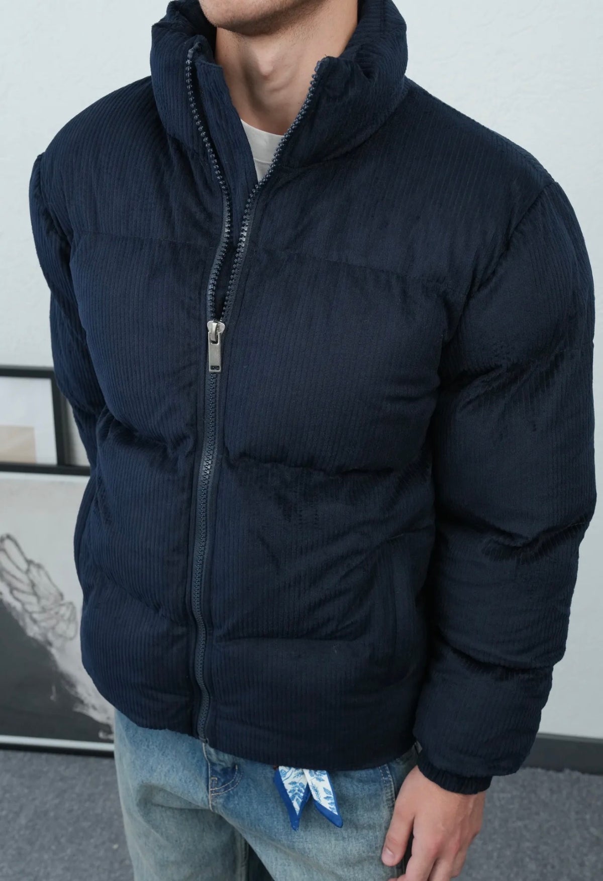 Bomber Fur Navy Blue Jacket