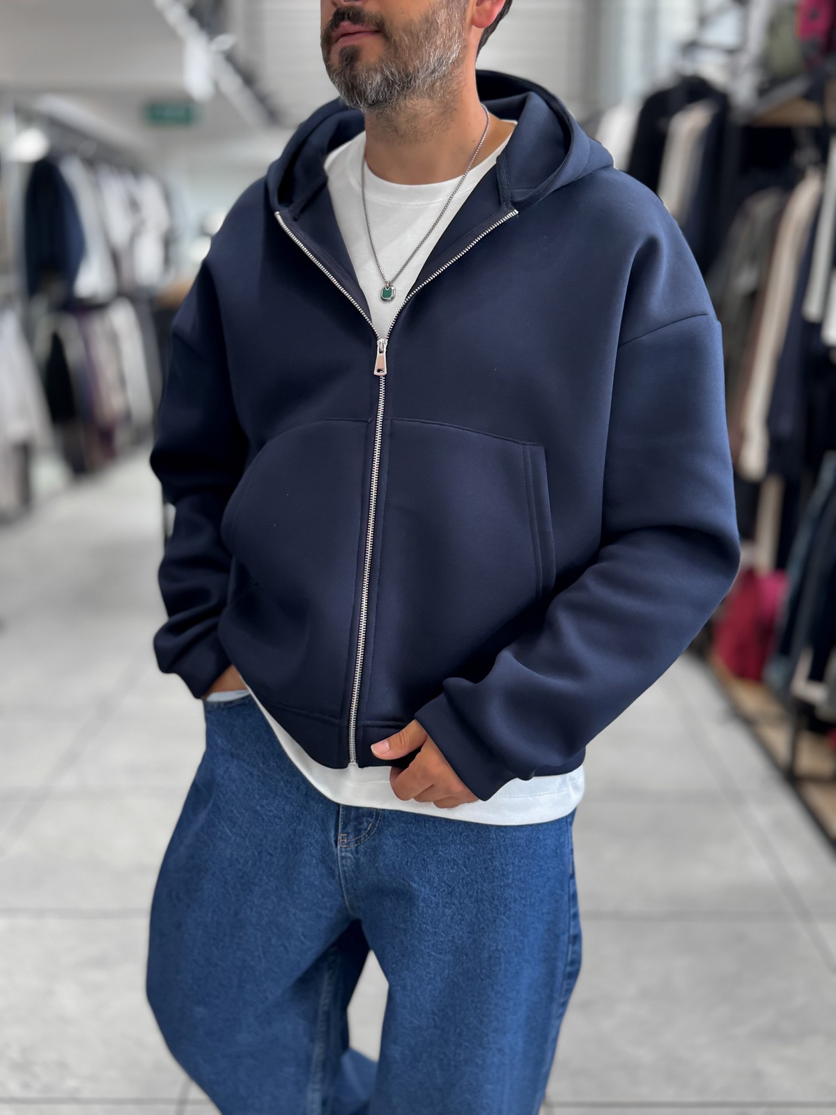 Cotton Navy Blue Jacket